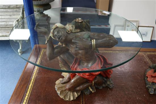 A pair of Venetian Blackamoor tables, W.70cm